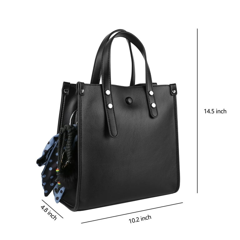 Black Genuine Leather Satchel Tote Bag - Walmart.com