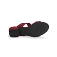 thumbnail image 3 of Women's Dual Straps Mid Chunky Heel Slide Sandals Burgundy 7, 3 of 8