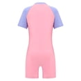 thumbnail image 2 of vastwit Girls Athletic One Piece Swimsuit Short Sleeve Shorty Wetsuit Beach Sports Swimwear Pink 10, 2 of 7