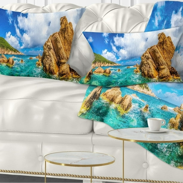 Design Art Designart Costa Paradiso Close View Seashore Photo Throw Pillow Walmart Com Walmart Com