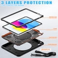 thumbnail image 3 of Dteck Case for iPad 11-inch (A16) 2025 /iPad 10th Generation 10.9 inch 2022,Heavy Duty Silicone + PC Case Shockproof Handle Grip Kickstand Cover with Shouldler Strap for iPad 10th/11th Gen,Black, 3 of 9