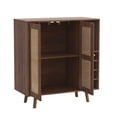 thumbnail image 3 of DeeHome Bohemian Bar Cabinet, Natural Rattan Doors, Removable Wine Rack in Walnut, 3 of 6