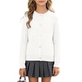 thumbnail image 2 of NIEWTR Toddler Boys & Girls Crewneck Sweater Cardigan Kids Long Sleeve Button Knit Tops Outwear2t 3t 4t 5t 6t 7t(A-White,10-11 Years), 2 of 5