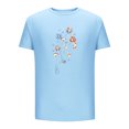 thumbnail image 4 of Dagegui Men's Flower Graphic T-Shirts Short Sleeve Tops Summer Casual Crewneck T Shirts Big and Tall Running Training Athletic Tee Shirt Light Blue XL, 4 of 4