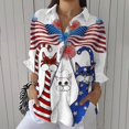 thumbnail image 2 of HEILAU 3/4 Sleeve Shirts for Women Retro Independence Day American Flag Floral Print Shirt Art Casual V Neck Patriotic Shirt, 2 of 4