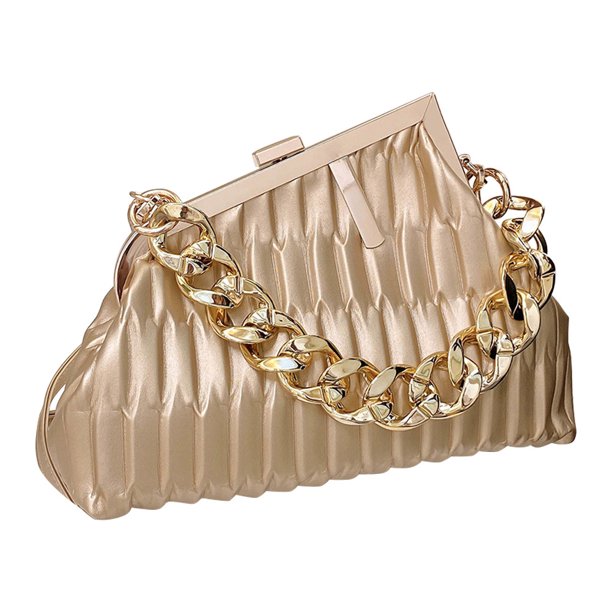 Bolsa Triángulo plisado de mano femenino moda axila casual para banquete de noche JShteea Para Estrenar