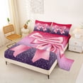 thumbnail image 2 of Erosebridal Girls Princess Ribbon Bow Queen Sheet Sets 4 Pieces,Teens Gradient Bling Glitter Print Bed Set,Breathable Home Decor, 2 of 5
