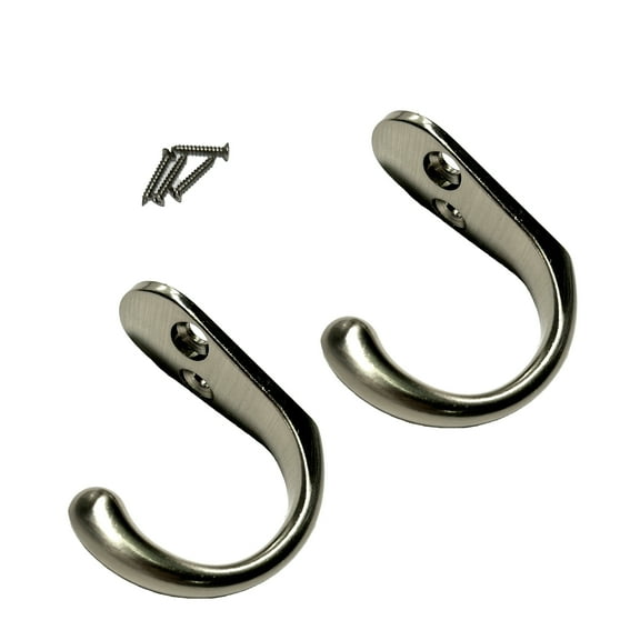 Würth Satin Nickel Single Hook, 2 Pack, Zamak