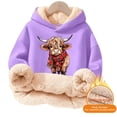 thumbnail image 4 of Hiijoy Girls Sherpa Hoodie Cute Cow Graphic Pullover Sweatshirt, Purple, Sizes 3-16, 4 of 4
