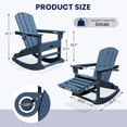 thumbnail image 3 of KINGYES Adirondack Rocking Chair with Retractable Ottoman and Cup Holders, HDPE Adirondack Rocker, Patio Rocking Chair for Porch, Patio, 3 of 9