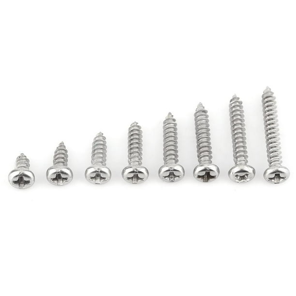 OTVIAP 200pcs M3 Stainless Steel SS304 Pan/Flat Head Selftapping Screws Assortment, Wood Screw