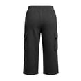 thumbnail image 5 of Cargo Capri Pants for Women with Pockets Straight Leg Loose Fit Drawstring Waisted Casual Capris, 5 of 8