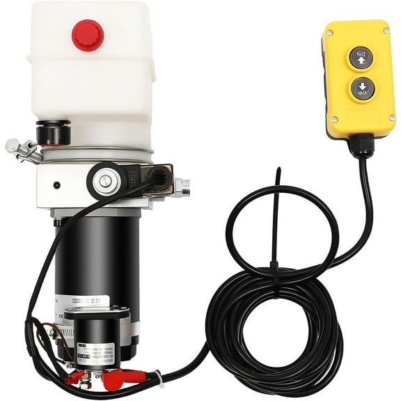 Electric Hydraulic Pump, 12V DC Hydraulic Power Unit with Remote Control, 1.58QT Single-Acting Hydraulic Power Unit for Dump Trailer Truck Lifting