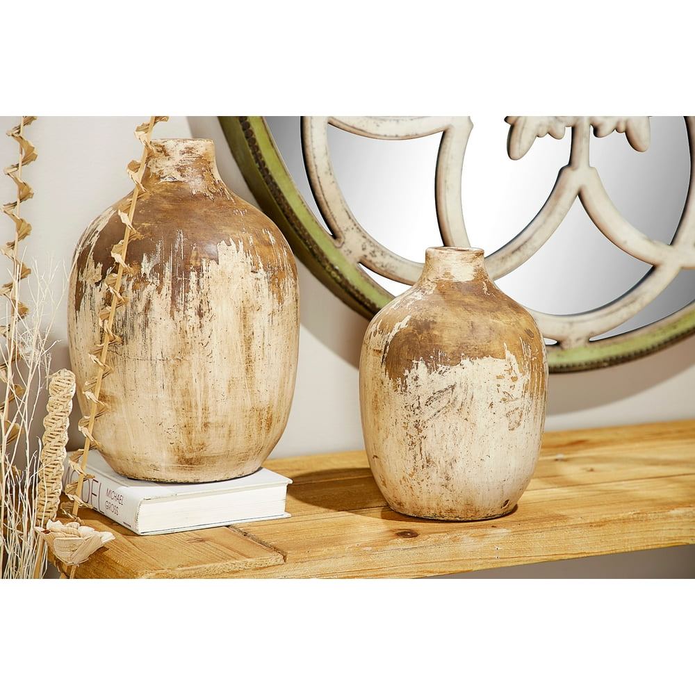 large distressed ceramic vase