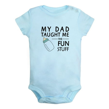 

My Dad Taught Me Fun Stuff Funny Rompers For Babies Newborn Baby Unisex Bodysuits Infant Jumpsuits Toddler 0-24 Months Kids One-Piece Oufits (Blue 18-24 Months)