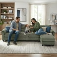 thumbnail image 3 of Bonzy Home Convertible Sectional Sofa With Ottoman, Ultra‑Comfort Seating – Configurable for Living Room & Family Room; Green, 3 of 9