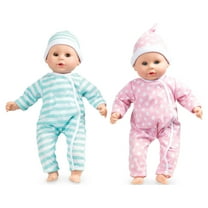Melissa & Doug Mine to Love Twins Luke & Lucy 15” Light Skin-Tone Boy and Girl Baby Dolls with Rompers, Caps, Pacifiers
