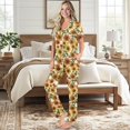 thumbnail image 2 of TSOVTHRID Vintage Rose Print Women's Pajama Sets Button Down Sleepwear with Long Pants Comfortable Short Sleeve Lounge Set, XL, 2 of 7