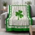 thumbnail image 2 of St. Patrick's Day Blanket Soft Cozy Warm Throw Blanket for Couch, Plush Fuzzy Flannel Fleece Blankets for Sofa, Spring Green Shamrock Leaves Beige Bed Blankets Lightweight Gifts for Women, 50"x60", 2 of 9