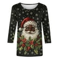 thumbnail image 4 of Craaazy Shirts for Women Christmas Print 3/4 Sleeve Holiday Loose Tops Gifts, 4 of 5