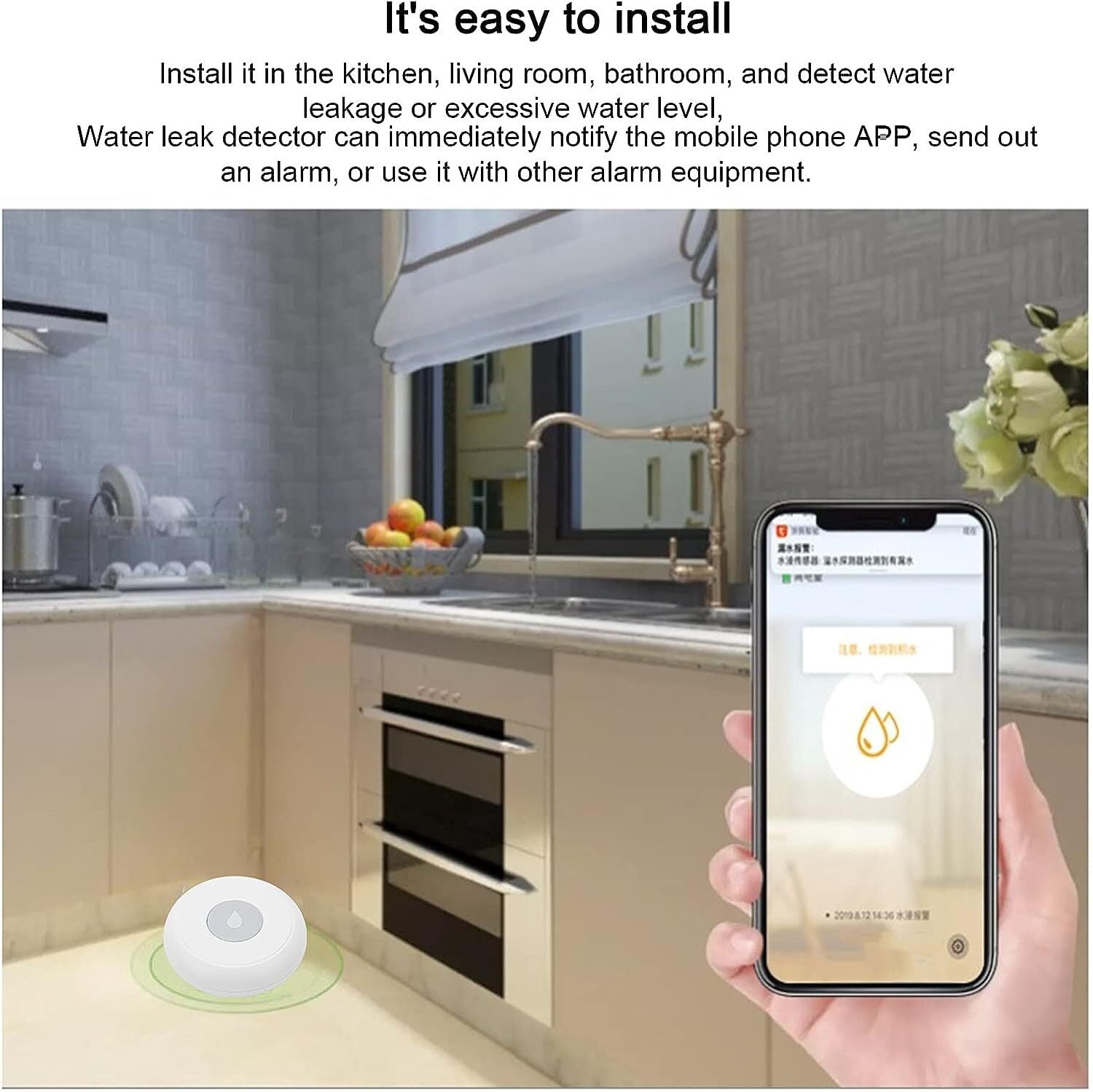 Zigbee Water Leak Sensor, Wireless Smart Water Leak Detector with App Alerts and Remote Monitor, Water Level Sensor Alarm for Home