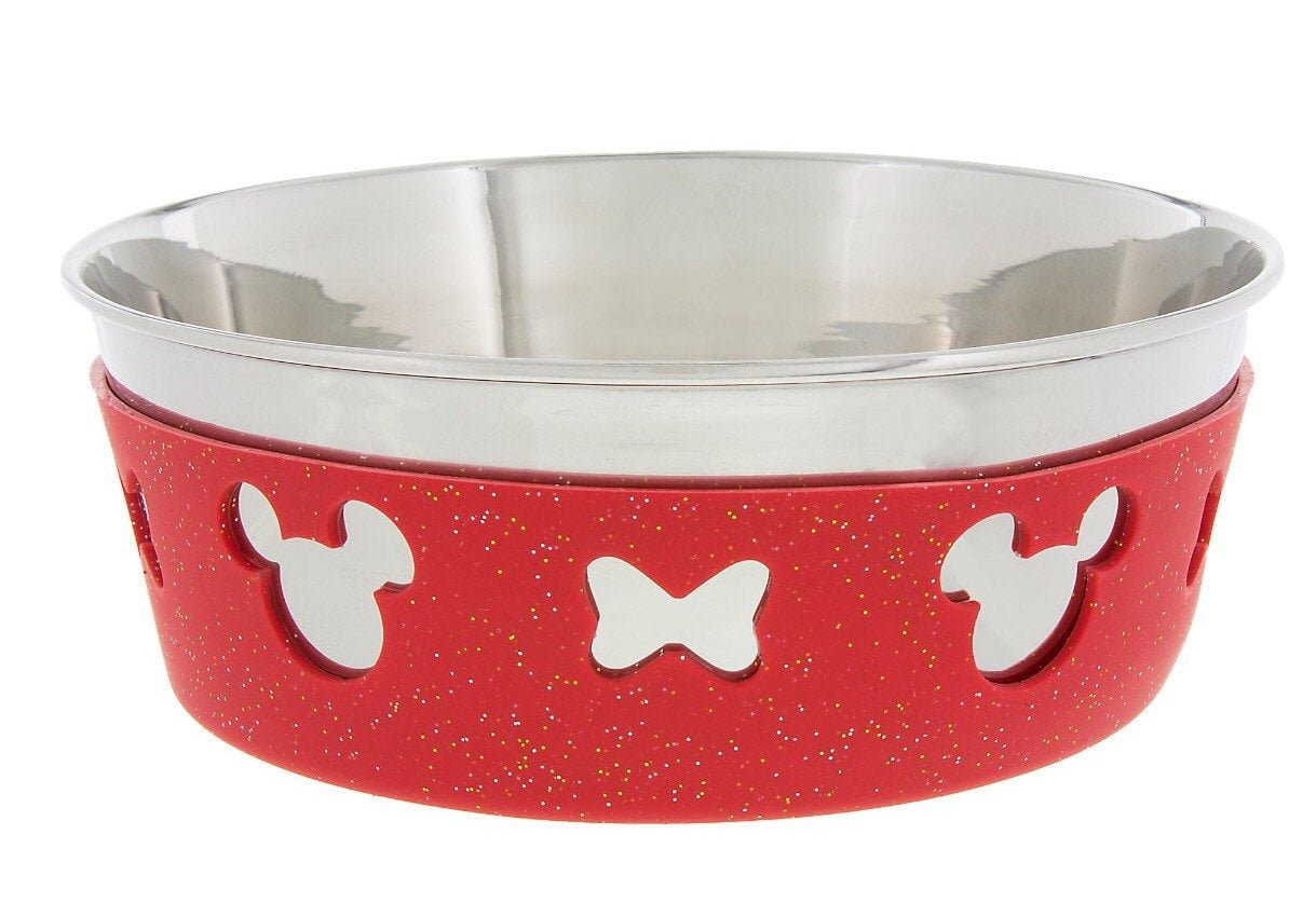 Disney Tails Pet Bowl Minnie 2 Cups Stainless Steel Silicone Sleeve SMALL NEW
