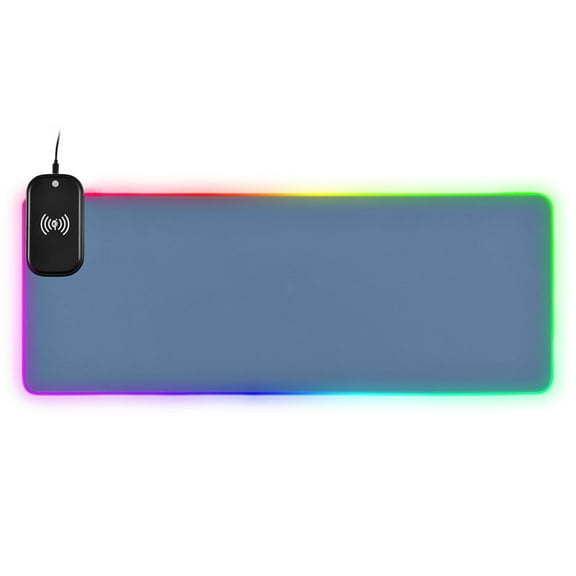 Wireless Charging Mouse Pad Large RGB Gaming Desk Mat 13 Light Modes Mousepad 31.5x11.8 Sea Blue