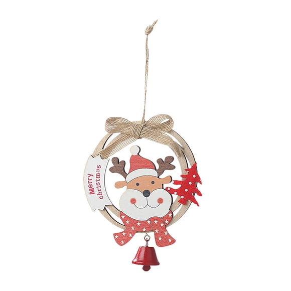 Nilvkv Christmas Wooden Ornaments Finished Tree Hanging Santa Claus Reindeer Snowman Crafts with Bowknot and Decoration