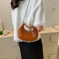 thumbnail image 1 of Bolsa De Hombro Bolso de hombro para mujer Bolso bandolera de cuero PU Bolso elegante de media luna (Marrón) Likrtyny Para Estrenar, 1 of 3