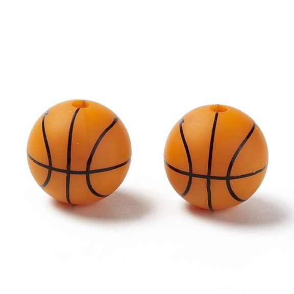 100 pc Silicone Beads Basketball Dark Orange 14.5x14mm Hole: 2mm