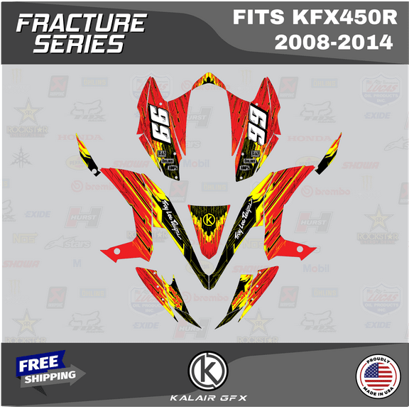 Kalair GFX Graphics Kit for Kawasaki ATV KFX 450R (2008-2014) Fracture Series