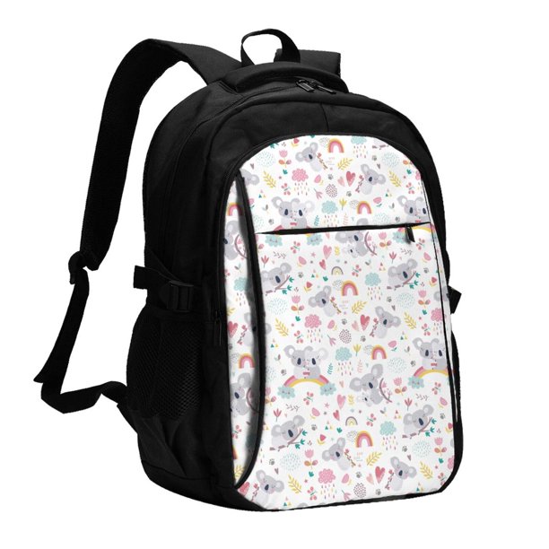 Balery Cute Koala Mochila con carga USB para hombre y mujer - Mochila impermeable y antirrobo para portátil con puerto USB para viajes, trabajo, estudios y universidad