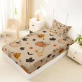 thumbnail image 4 of Feelyou Happy Halloween Pumpkin Twin Sheets, Spooky Coffee Maple Leaf Bedding, Khaki, 3pcs, 1 Flat Sheet, 1 Fitted Sheet and 1 Pillowcase, 4 of 5