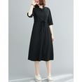 thumbnail image 2 of Women Half Sleeves Summer Calf Length V-Neck Midi Dresses GA2268 Black, 2 of 5