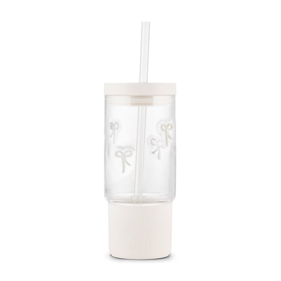 Ello Charmed 18oz Glass Tumbler , White Bows