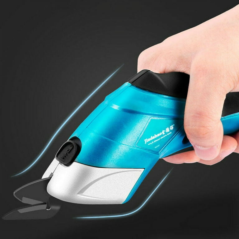 Handheld Electric Fabric Scissors Cutter Shears Leather Cloth Cutting Tool  Blue