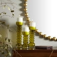thumbnail image 2 of DecMode 3 Candle Green Glass Bubble Pillar Candle Holder, Set of 3, 2 of 7