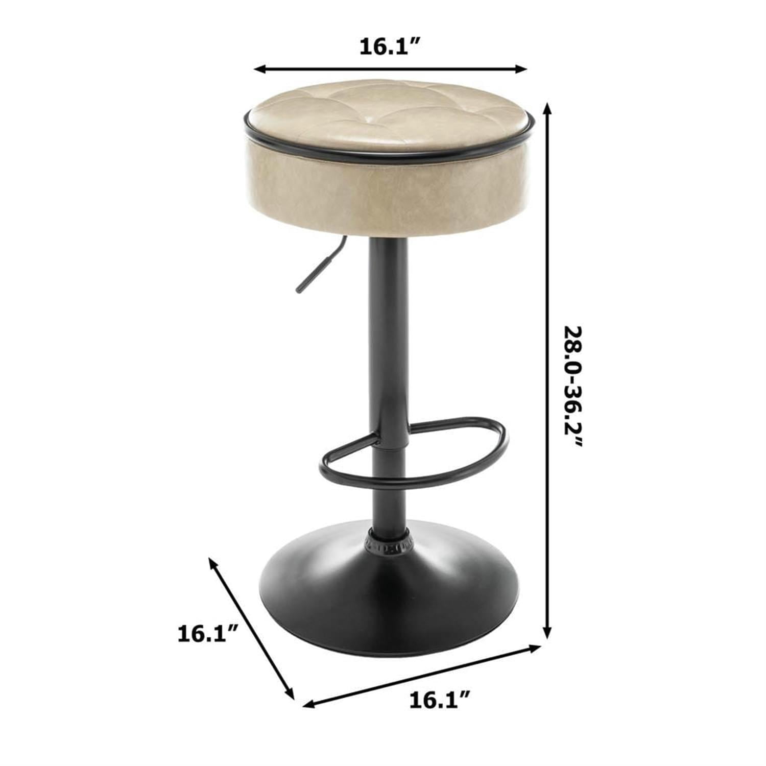 Demi Bonn 28" Adjustable Counter Height Bar Stools Set of 2, Faux Leather Swivel Barstools, Kitchen Island Countertop Chairs for Dining Room, Beige