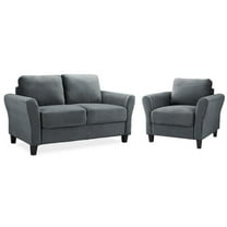 LifeStyle Solutions Mavrick 2 Piece Upholstered Loveseat and Chair Set in Dark Gray
