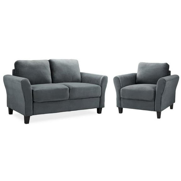 LifeStyle Solutions Mavrick 2 Piece Upholstered Loveseat and Chair Set in Dark Gray