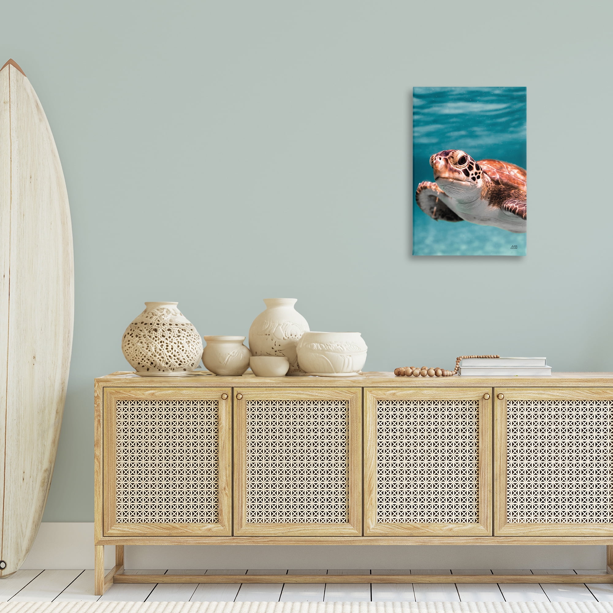 Stupell Industries Underwater Sea Turtle Swim Animals Photography Wrapped Canvas Art Print Wall Art, 20 x 30