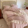 thumbnail image 3 of Romántico juego de cama de terciopelo con leche de invierno estilo princesa francesa, 3 of 7