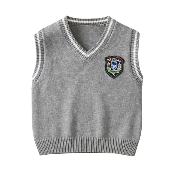 KAUOD Boys School Uniform Sweater Vest Striped V Neck Soft Comfy Pullover Fashion Knitted Waistcoat Vest Girls Fall Outfits Tops