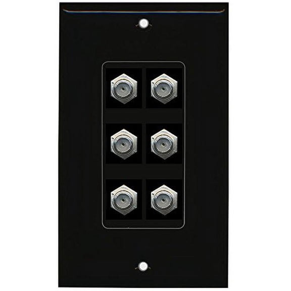 RiteAV (1 Gang Decorative 6 Coax Black Wall Plate Black