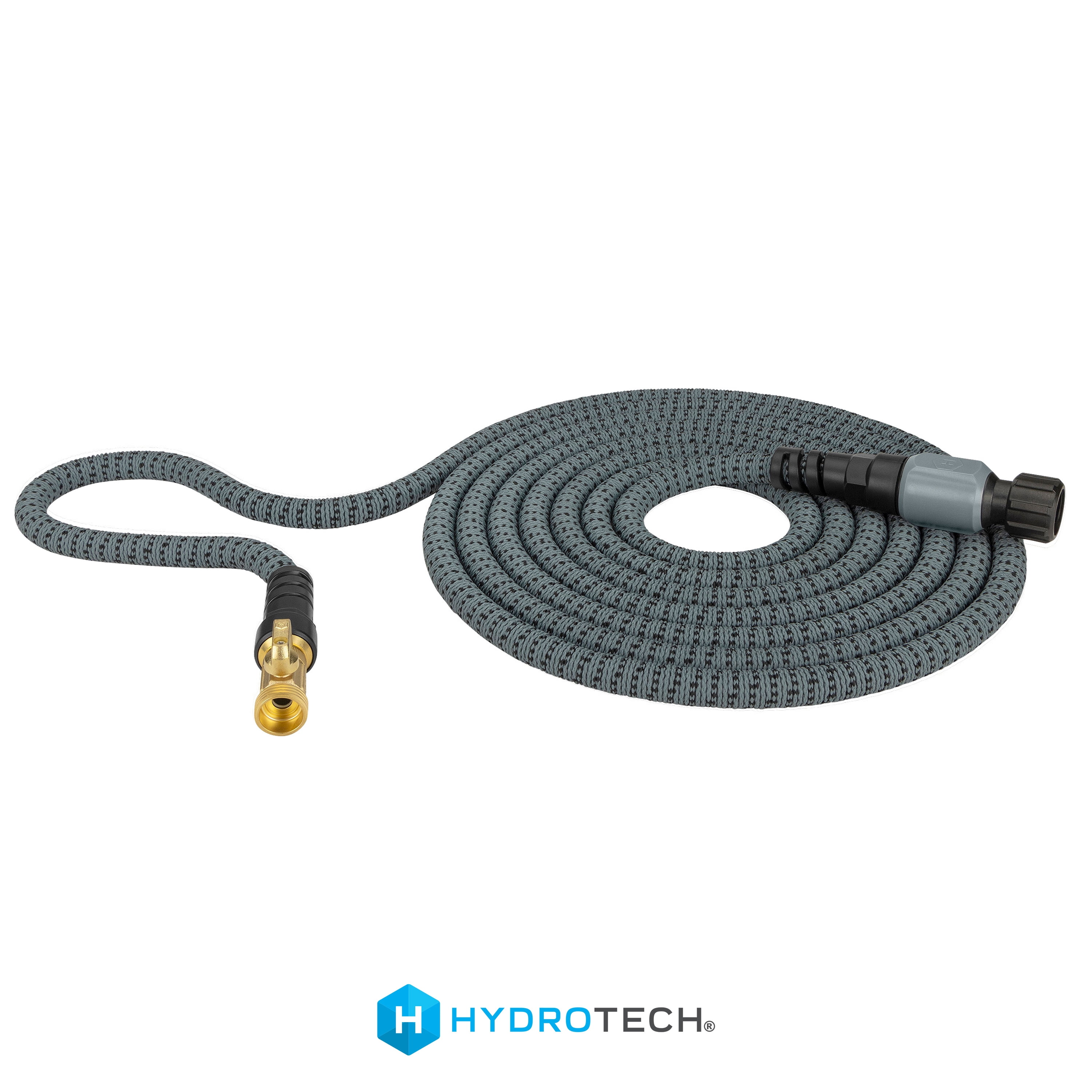 Hydrotech 60 ft Garden Hose – Patented Force Control, Burst-Proof, Lightweight, Flexible, No-Kink Design, 5/8", 4 Tire Hose Guides, Ideal for Car Wash & Automotive Care