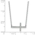 thumbnail image 2 of 1.4mm 925 Sterling Silver Rhodium Plated CZ With 2in Extension Sideway Religious Faith Cross Necklace 16 Inch Pendant Ne, 2 of 2