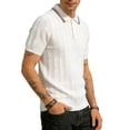 thumbnail image 5 of Men's Knit Ribbed Short Sleeve Open V-Neck Collared Polo Shirt, Casual Slim Fit Top, Breathable Textured Knitwear for Smart Casual Style and Everyday Wear White a XL, 5 of 6