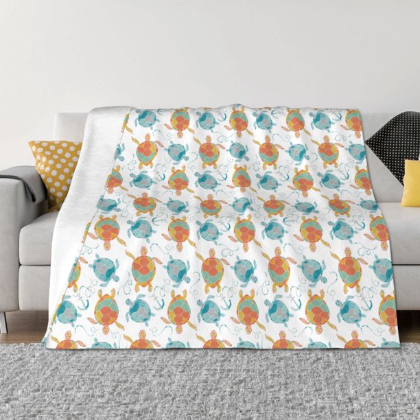 Balery Sea Turtle Manta de Franela con Dibujo, Lujo Ultra Suave y Cálido, Antipelusa y Resistente a las Arrugas para Cama, Sofá, Camping -40"x30"