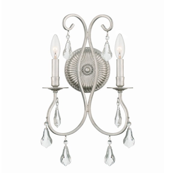 Crystorama Ashton 2 Light Clear Crystal Silver Sconce - 10.5'' W x 18.5'' H x 6'' D