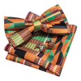 thumbnail image 3 of Conjunto de pajarita Barry.Wang, naranja y verde, seda kente africana, 3 of 6